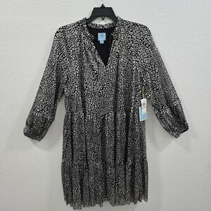 CeCe Black and White Patterned Dress